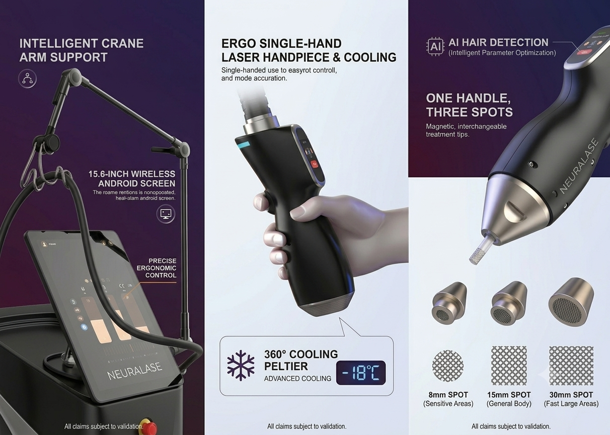 Next-Gen AI Diode Laser Hair Removal System - 4-in-1 Personalized Platform with Intelligent Hair Detection & Wireless Android Display