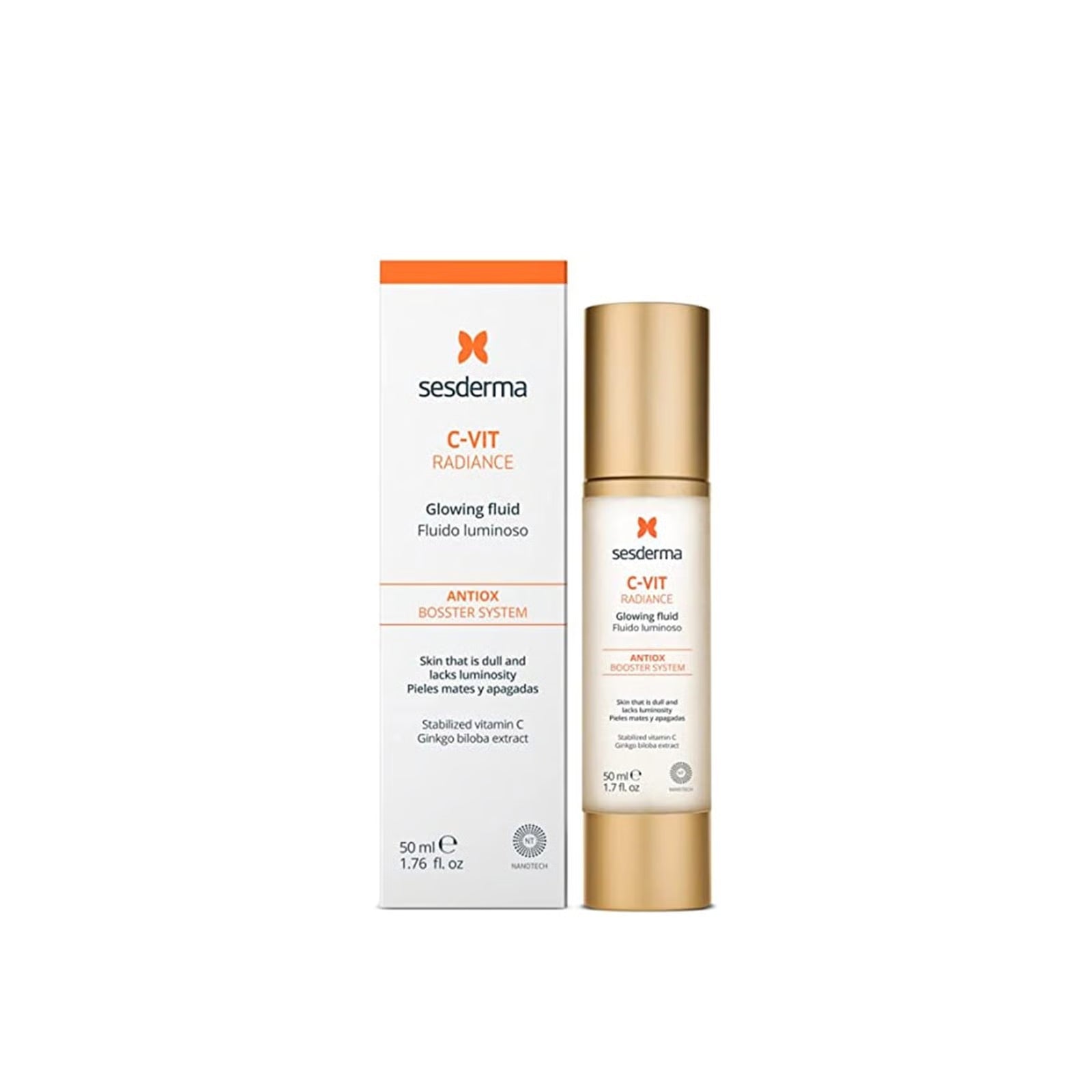 Sesderma C-Vit Radiance Glowing Fluid 50ml provides instantaneous brightness and vitality, improves the texture of the skin, and contributes to the elimination of other signs of photoaging, such as wrinkles and fine lines.